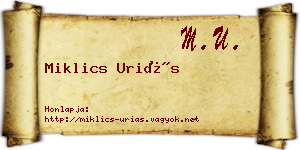 Miklics Uriás névjegykártya